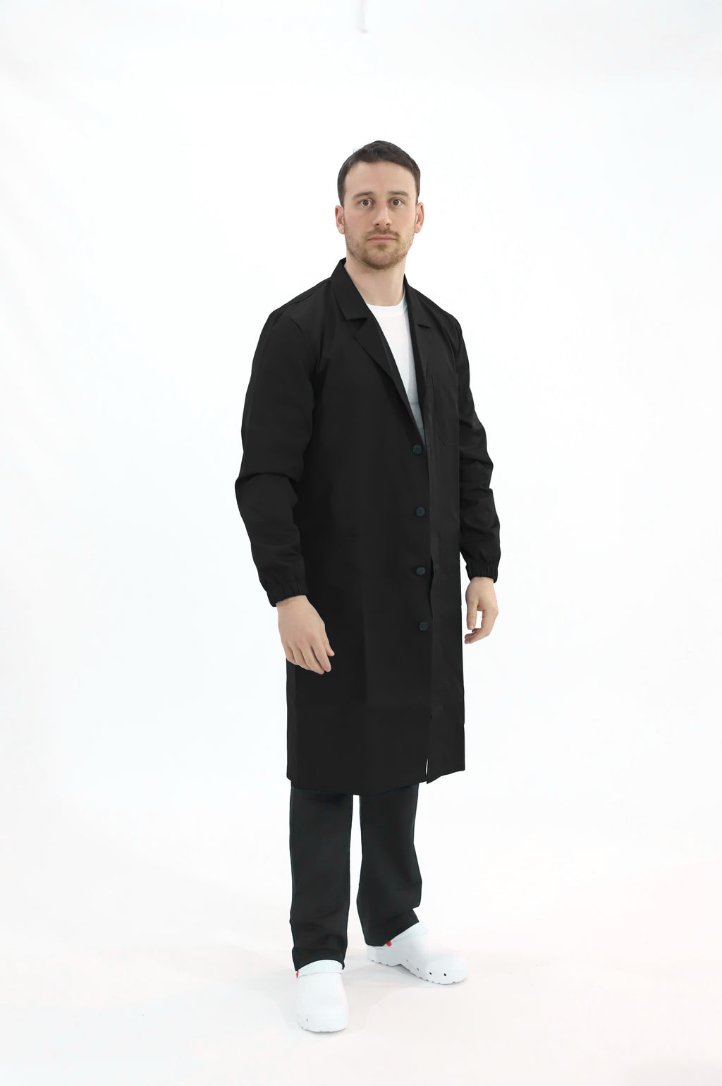 Camice da lavoro unisex con bottoni colore nero