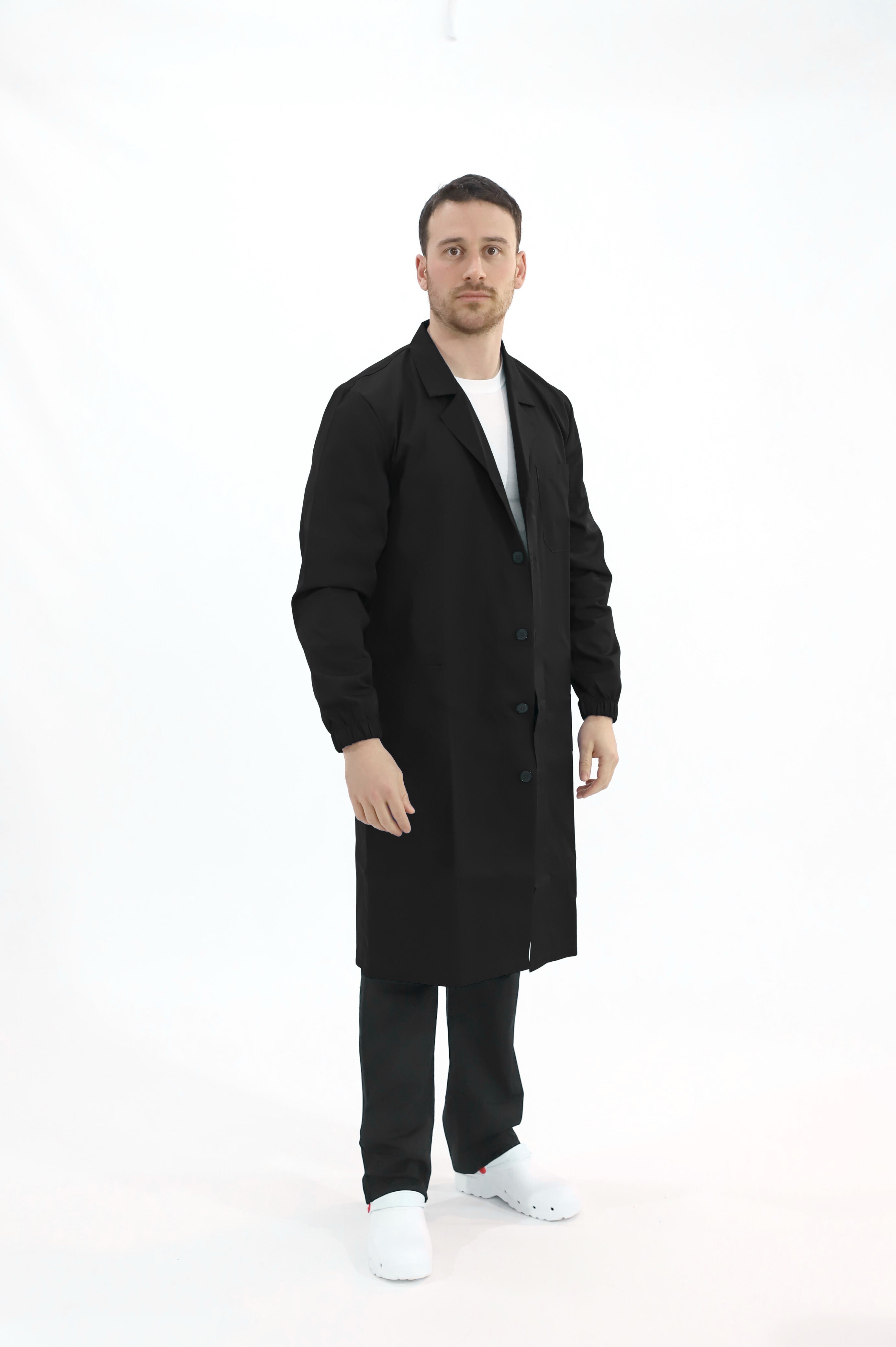 Camice da lavoro unisex con bottoni colore nero