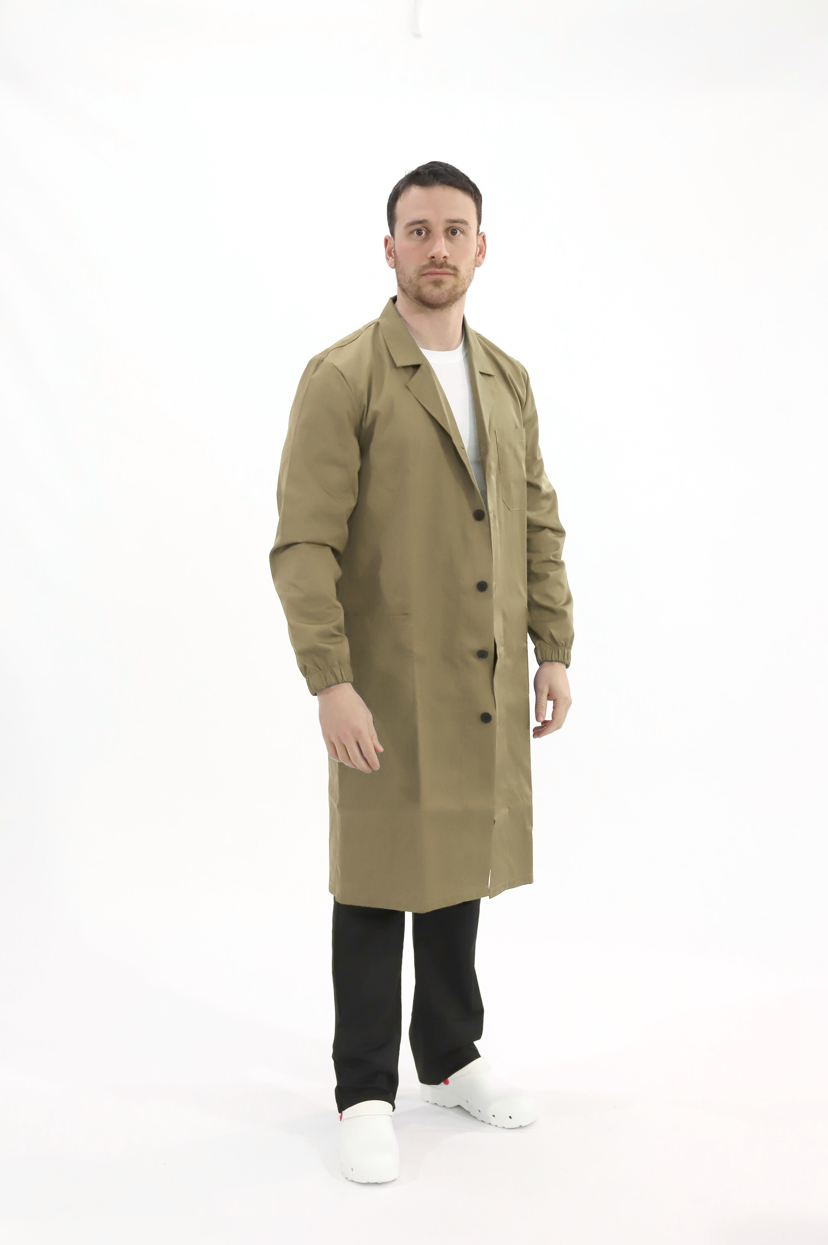 Camice da lavoro con bottoni unisex color sabbia