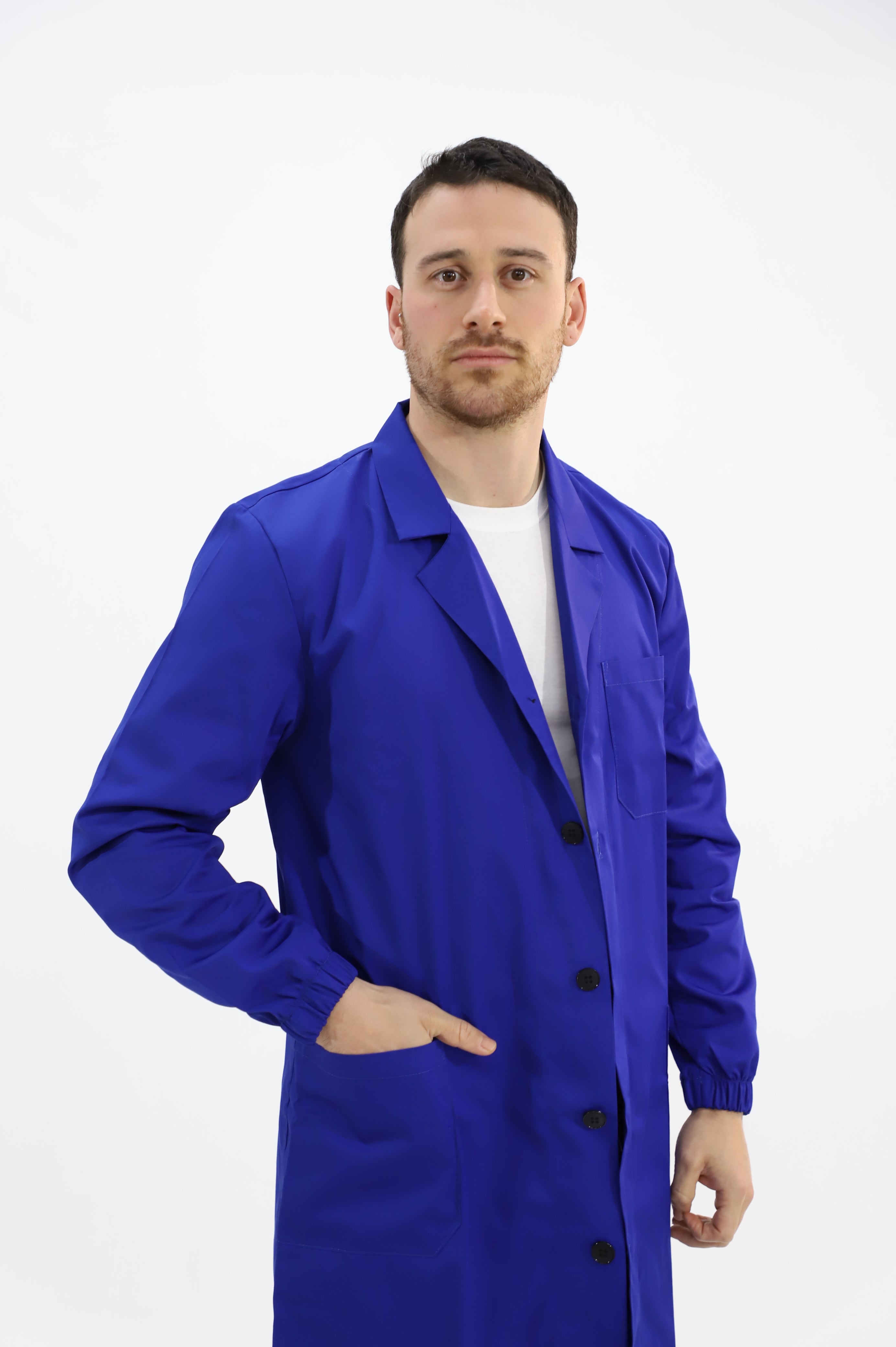 Camice da lavoro blu unisex con bottoni