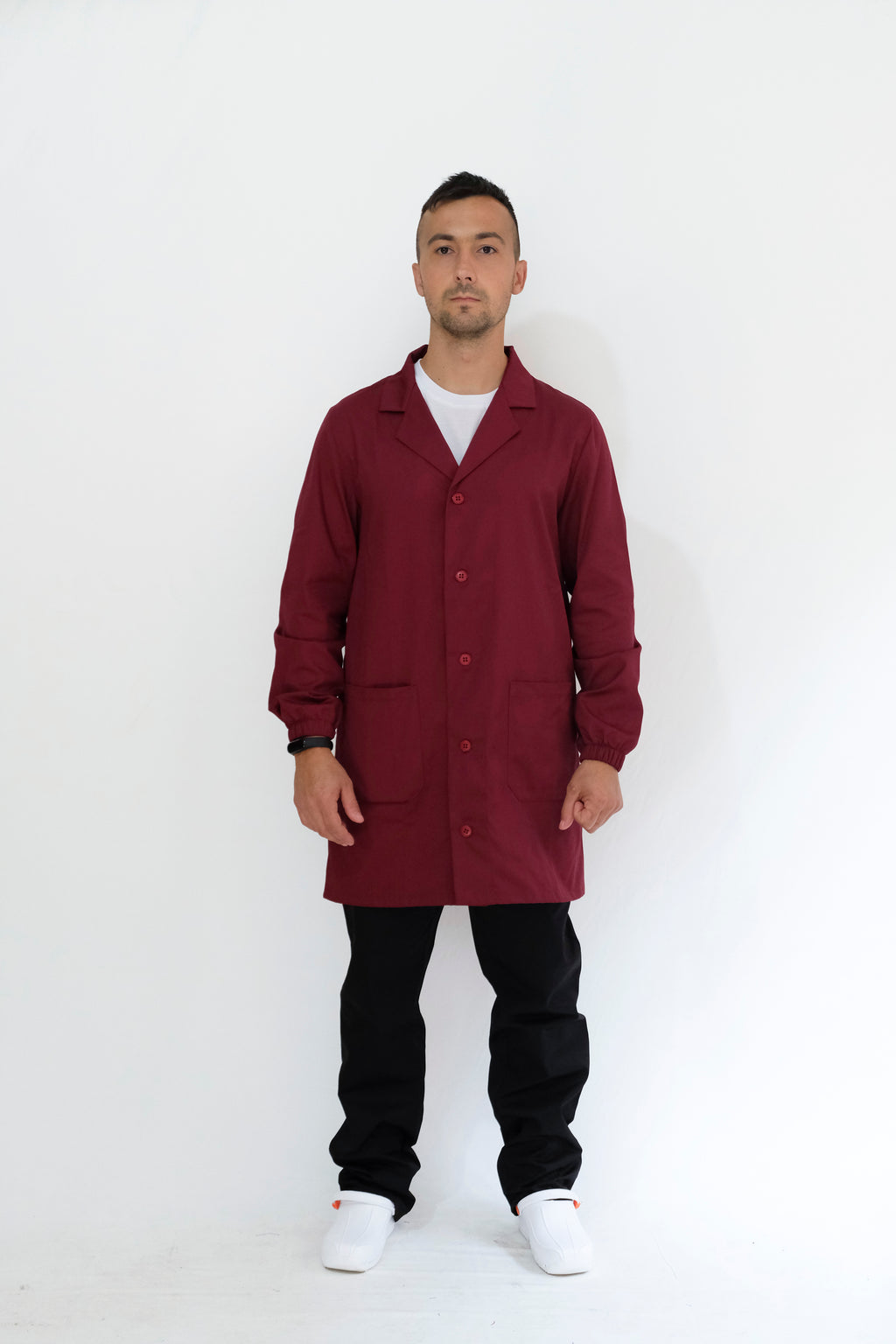 Camice da lavoro bordeaux con bottoni unisex