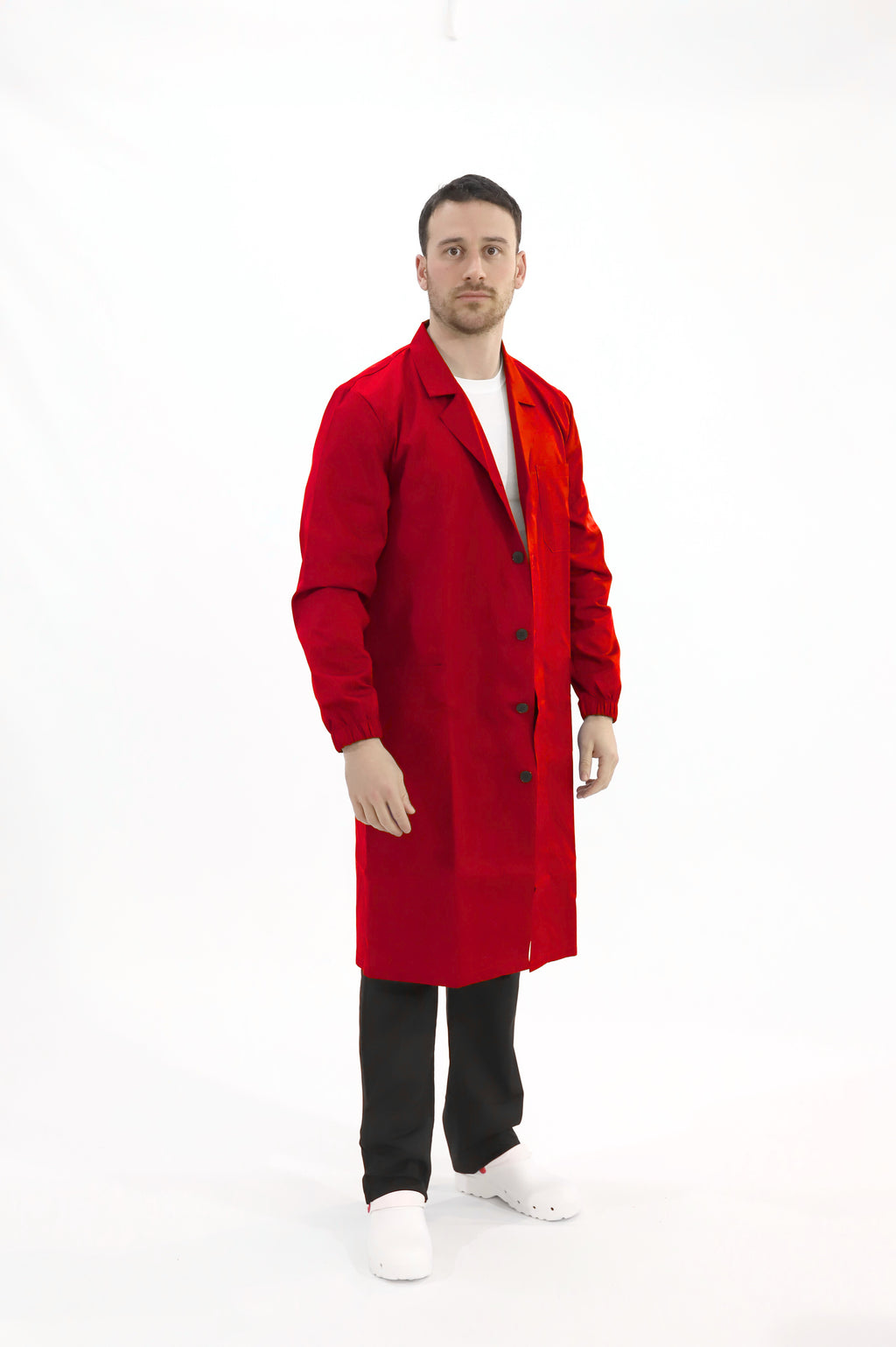 Camice da lavoro Unisex con bottoni colore rosso