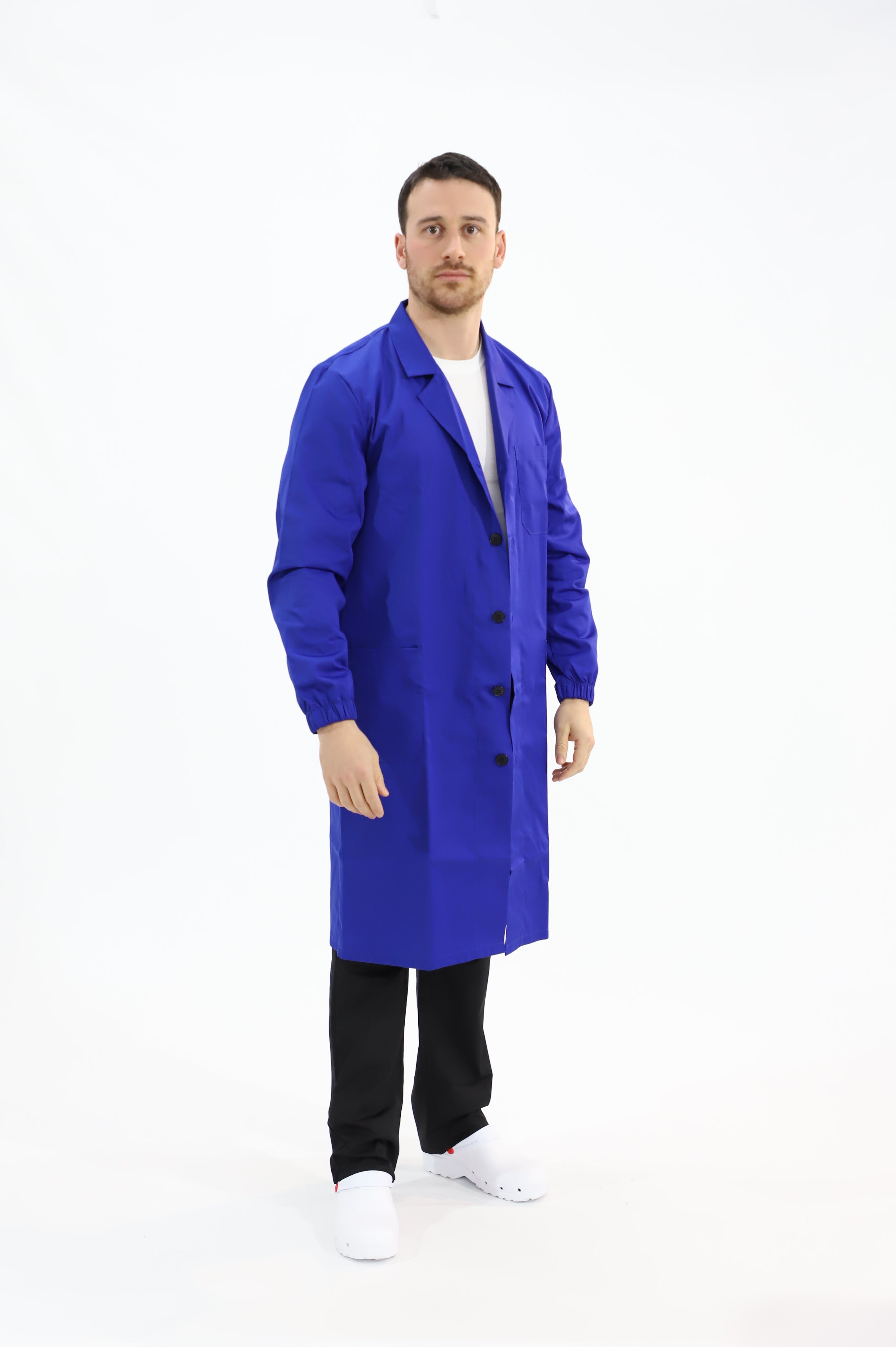 Camice da lavoro unisex blu con bottoni