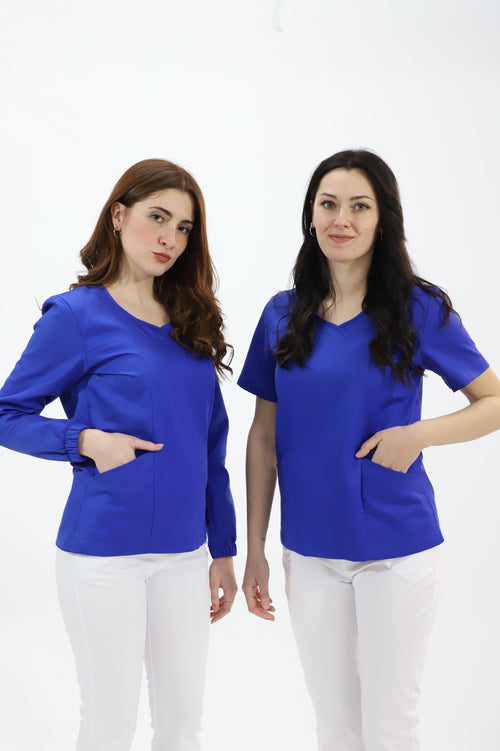 Casacca manica lunga e corta donna blu
