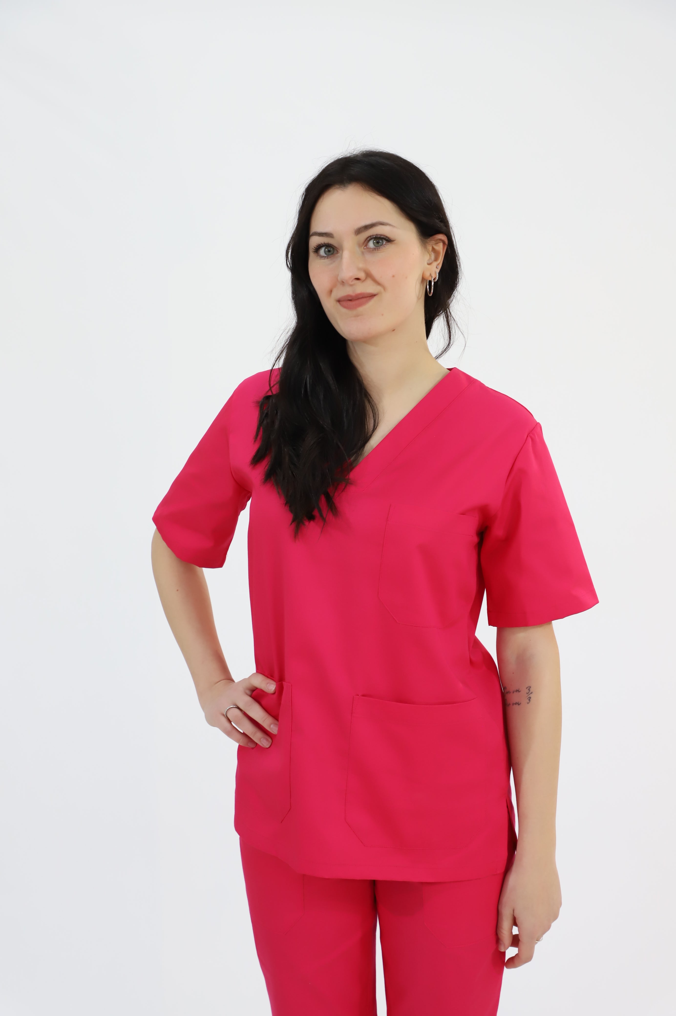 Divisa sanitaria fucsia infermiera medico oss donna unisex cotone
